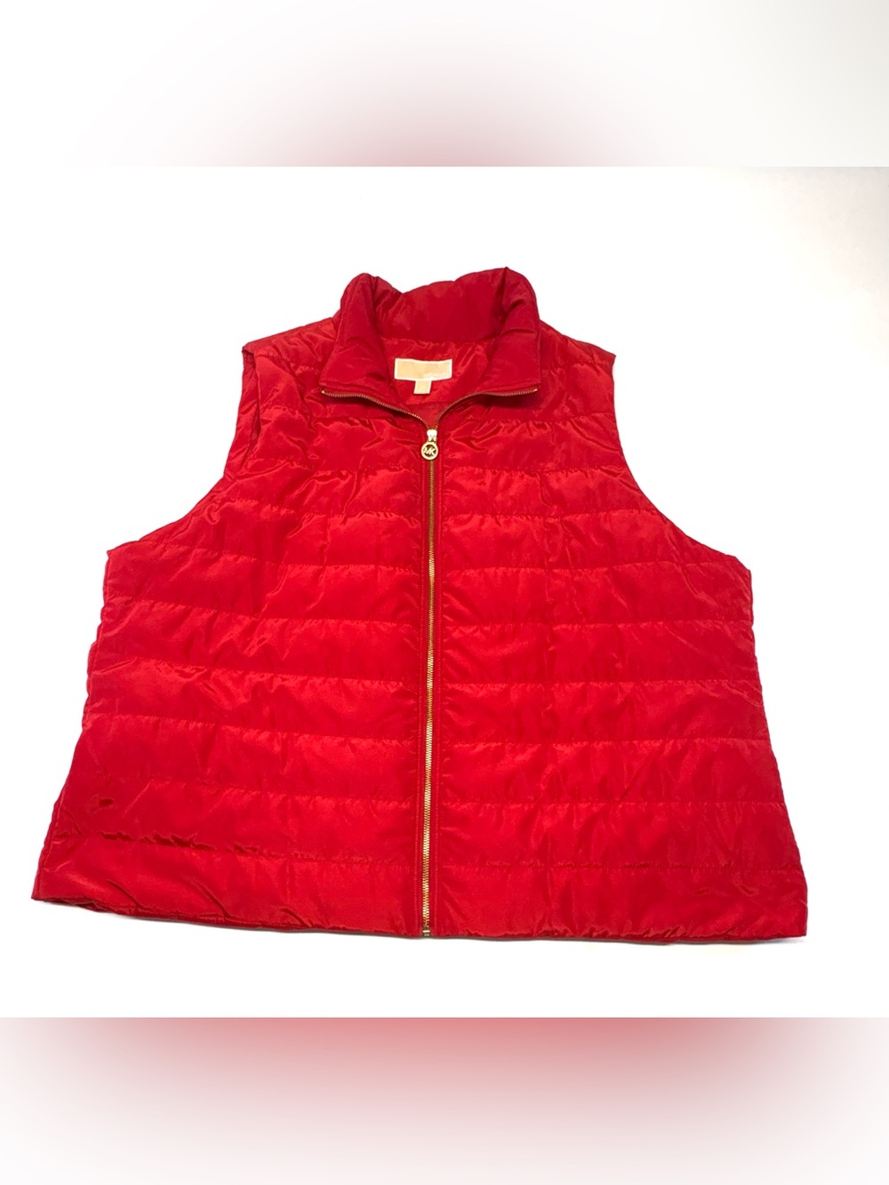 Michael Kors Red Quilted Puffer Jacket Gold MK Hardware Size 3X